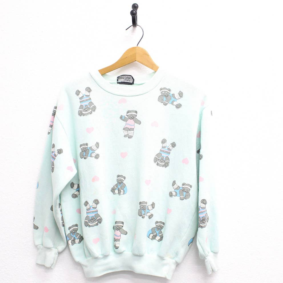 Vintage Workout Aerobic Teddy Bear Sweatshirt Medium